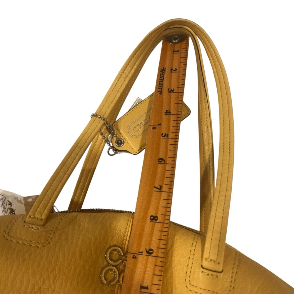 Coach Julia Satchel leather handbag purse sunflower yellow new w/ flaw vintage - Picture 10 of 17